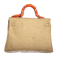 Mini Kelly Style Coffee Jute Handbag