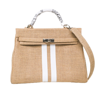 24H Kelly Style Jute Handbag with Stripes