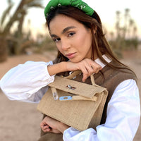 Micro Kelly Style Jute Handbag