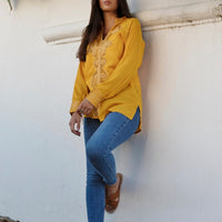 tunique marocaine jaune foncé