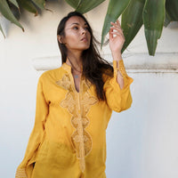 tunique marocaine jaune foncé