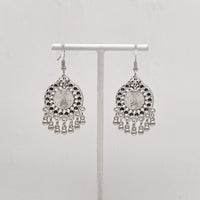 Boucles d'oreilles miroir rond et grelots / Bijoux ethnique bohème tribal