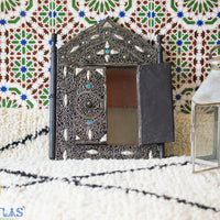 Miroir marocain, Miroir incrusté d’os, Miroir décoratif, Miroir arqué, Décor en os, Art mural arabe