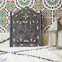 Miroir marocain, Miroir incrusté d’os, Miroir décoratif, Miroir arqué, Décor en os, Art mural arabe