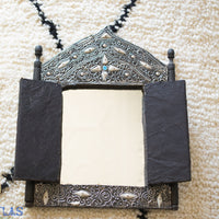 Miroir marocain, Miroir incrusté d’os, Miroir décoratif, Miroir arqué, Décor en os, Art mural arabe