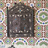 Miroir marocain, Miroir incrusté d’os, Miroir décoratif, Miroir arqué, Décor en os, Art mural arabe