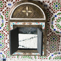grand miroir mural, miroir marocain, art mural arabe, miroir incrusté d’os, miroir mosaïque, miroir Art déco, miroir voûté