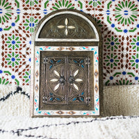 grand miroir mural, miroir marocain, art mural arabe, miroir incrusté d’os, miroir mosaïque, miroir Art déco, miroir voûté