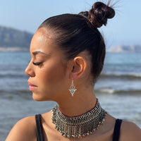 Boucles d'oreilles fibule berbère en argent plaqué / Bijoux bohème ethnique boho