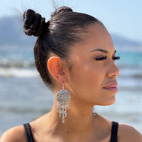 Boucles d'oreilles berbères motives ethniques et perles rondes / Bijou Maroc / Bijoux bohème ethnique boho