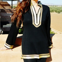 Tunique noire Mariam, broderie dorée