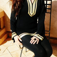 Tunique noire Mariam, broderie dorée