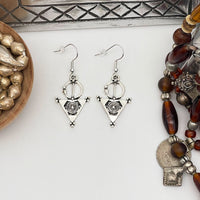 Boucles d'oreilles fibule berbère en argent plaqué / Bijoux bohème ethnique boho