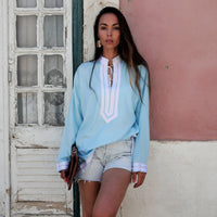 Tunique marocaine bleu clair