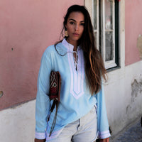 Tunique marocaine bleu clair