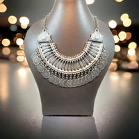 Authentique collier artisanal berbère marocain en acier inoxydable | Bijoux ethniques uniques gitans | Collier ras de cou tendance bohème | Cadeau unique