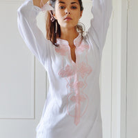 Robe blanche tunique bédouine marocaine