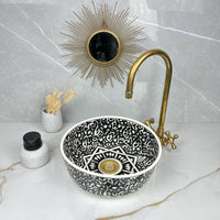 Lavabo noir de salle de bain moderne pour plan de toilette - Lavabo de salle de bain en céramique noire fabriqué à la main - Lavabo artistique pour meuble-lavabo ou plan de travail