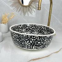 Lavabo noir de salle de bain moderne pour plan de toilette - Lavabo de salle de bain en céramique noire fabriqué à la main - Lavabo artistique pour meuble-lavabo ou plan de travail