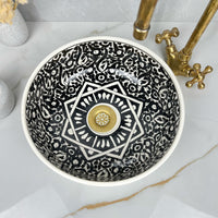 Lavabo noir de salle de bain moderne pour plan de toilette - Lavabo de salle de bain en céramique noire fabriqué à la main - Lavabo artistique pour meuble-lavabo ou plan de travail