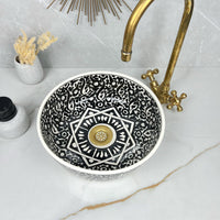 Lavabo noir de salle de bain moderne pour plan de toilette - Lavabo de salle de bain en céramique noire fabriqué à la main - Lavabo artistique pour meuble-lavabo ou plan de travail