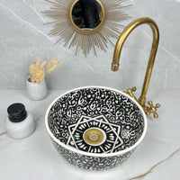 Lavabo noir de salle de bain moderne pour plan de toilette - Lavabo de salle de bain en céramique noire fabriqué à la main - Lavabo artistique pour meuble-lavabo ou plan de travail