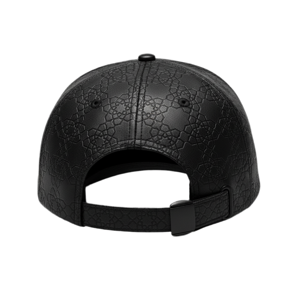 Casaui Noir Casquette en cuir motif