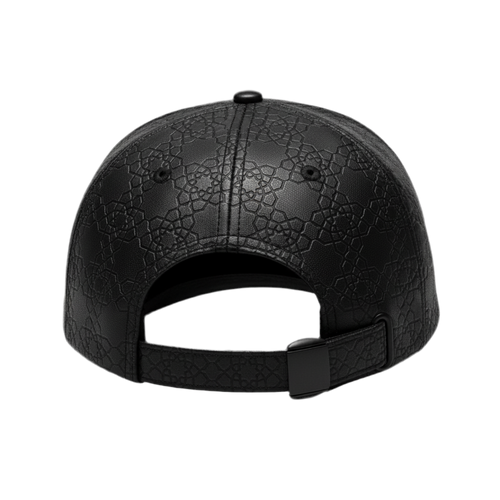 Casaui Noir Casquette en cuir motif