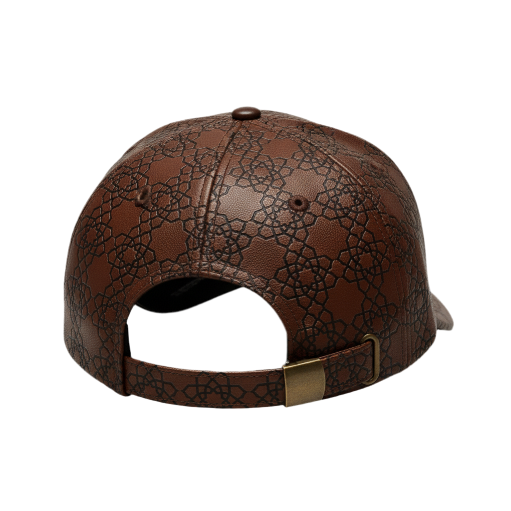 Casaui Pattern Casquette en cuir marron