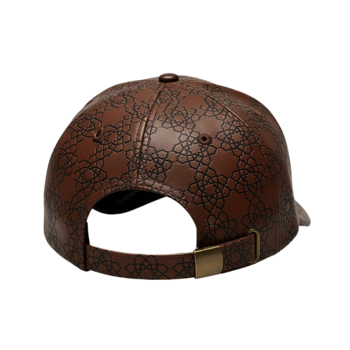 Casaui Pattern Casquette en cuir marron