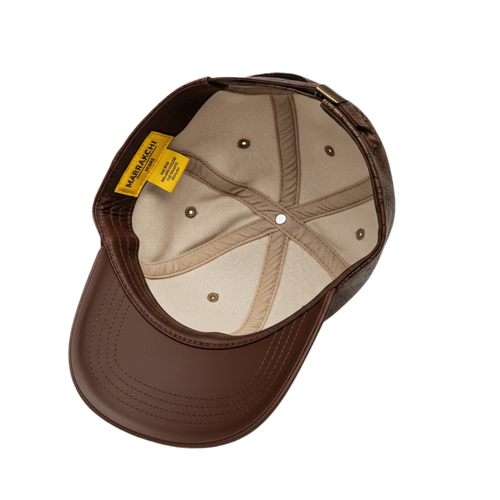 Casaui Pattern Casquette en cuir marron