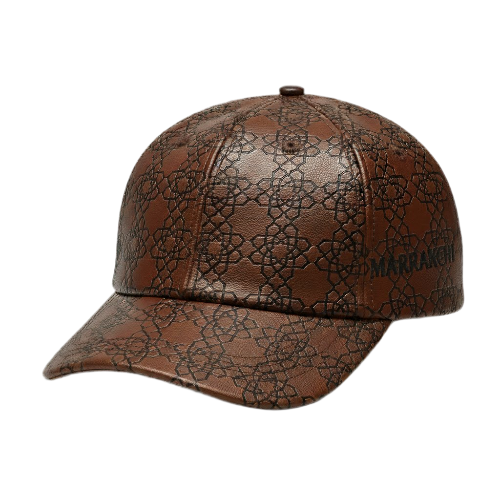 Casaui Pattern Casquette en cuir marron