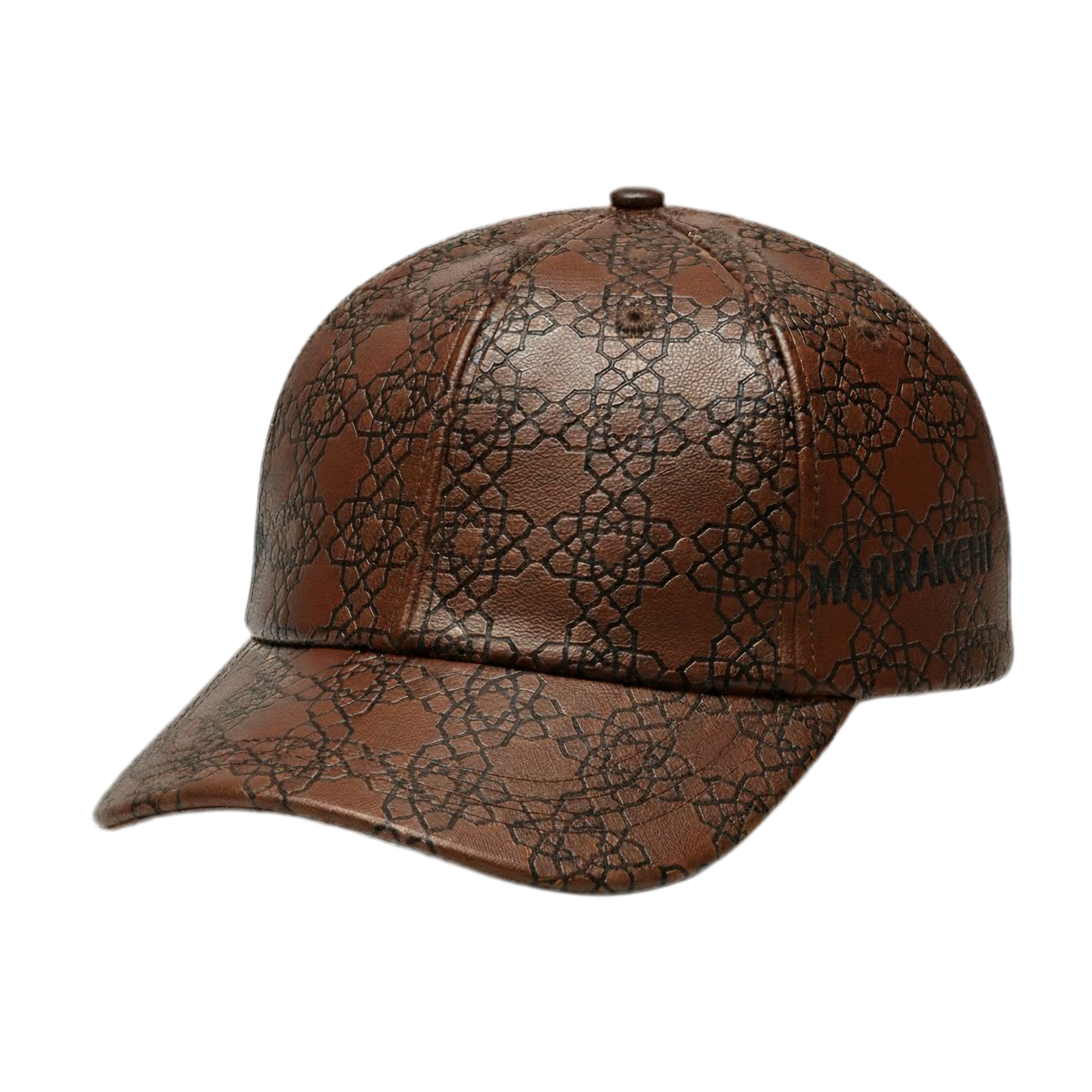 Casaui Pattern Casquette en cuir marron