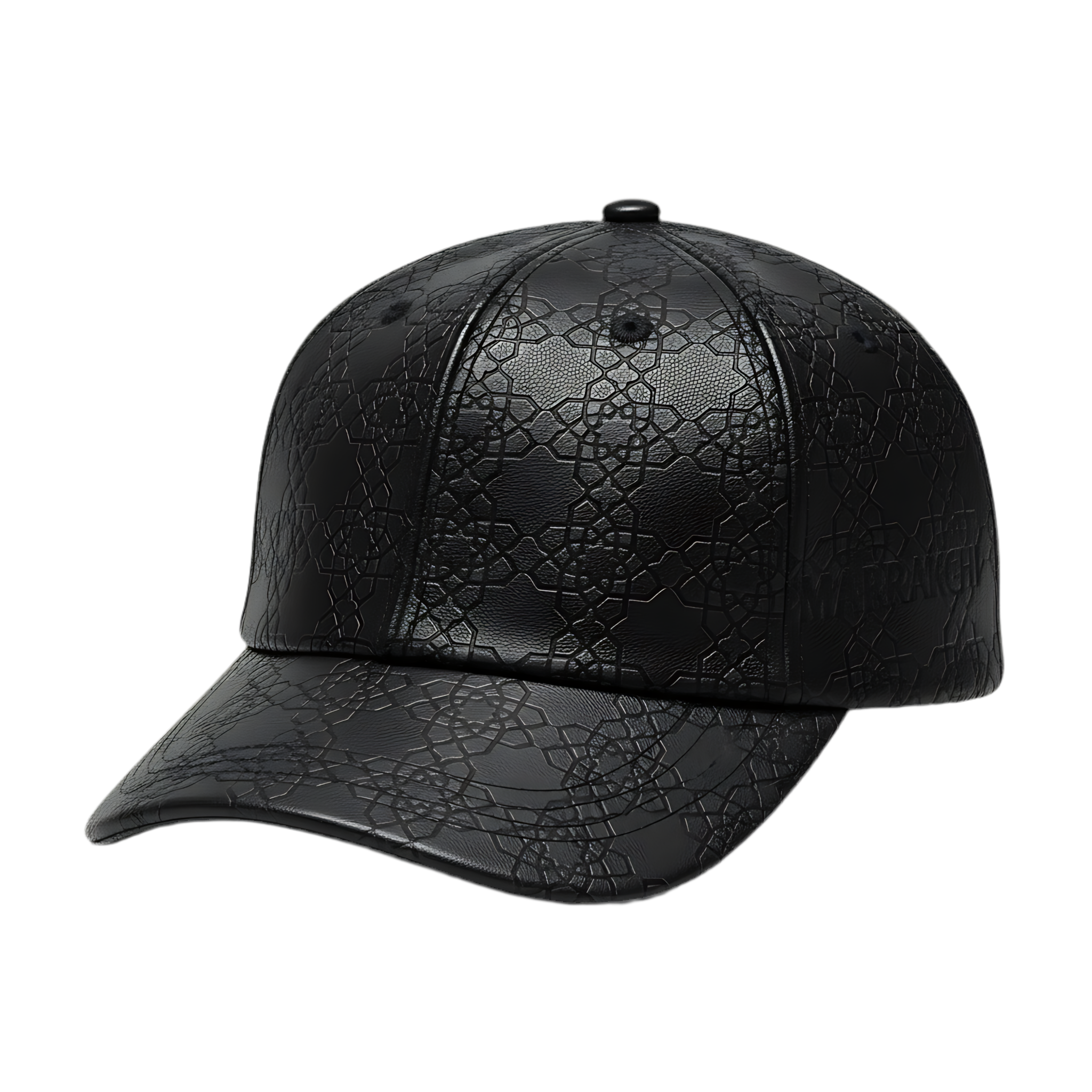 Casaui Noir Casquette en cuir motif