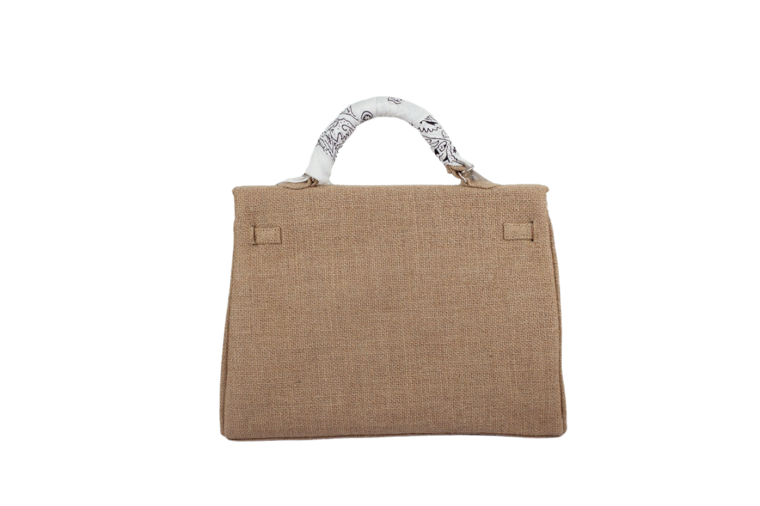 24H Kelly Style Jute Handbag with Initials