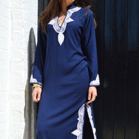 Caftan tendance bleu marine
