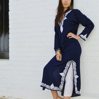 Caftan tendance bleu marine