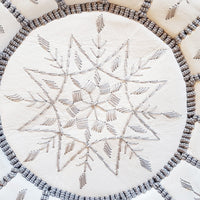 Pouf auf weißem Cuir mit Broderie Supérieure, Pouf Marocain Blanc, Repose-Pieds Ottomans de Luxe, Pouf auf Cuir, Pouf Fait Main 