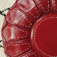 Pouf en cuir marocain rouge - repose-pieds ottoman pouf 100 % cuir naturel véritable - pouf marron fait main