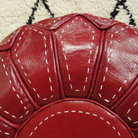 Pouf en cuir marocain rouge - repose-pieds ottoman pouf 100 % cuir naturel véritable - pouf marron fait main