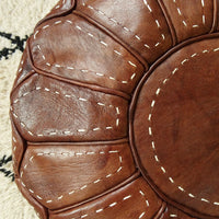 Pouf en cuir marocain rouge - repose-pieds ottoman pouf 100 % cuir naturel véritable - pouf marron fait main