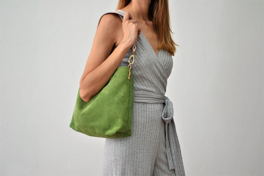 Sac hobo en cuir  vert wasabi