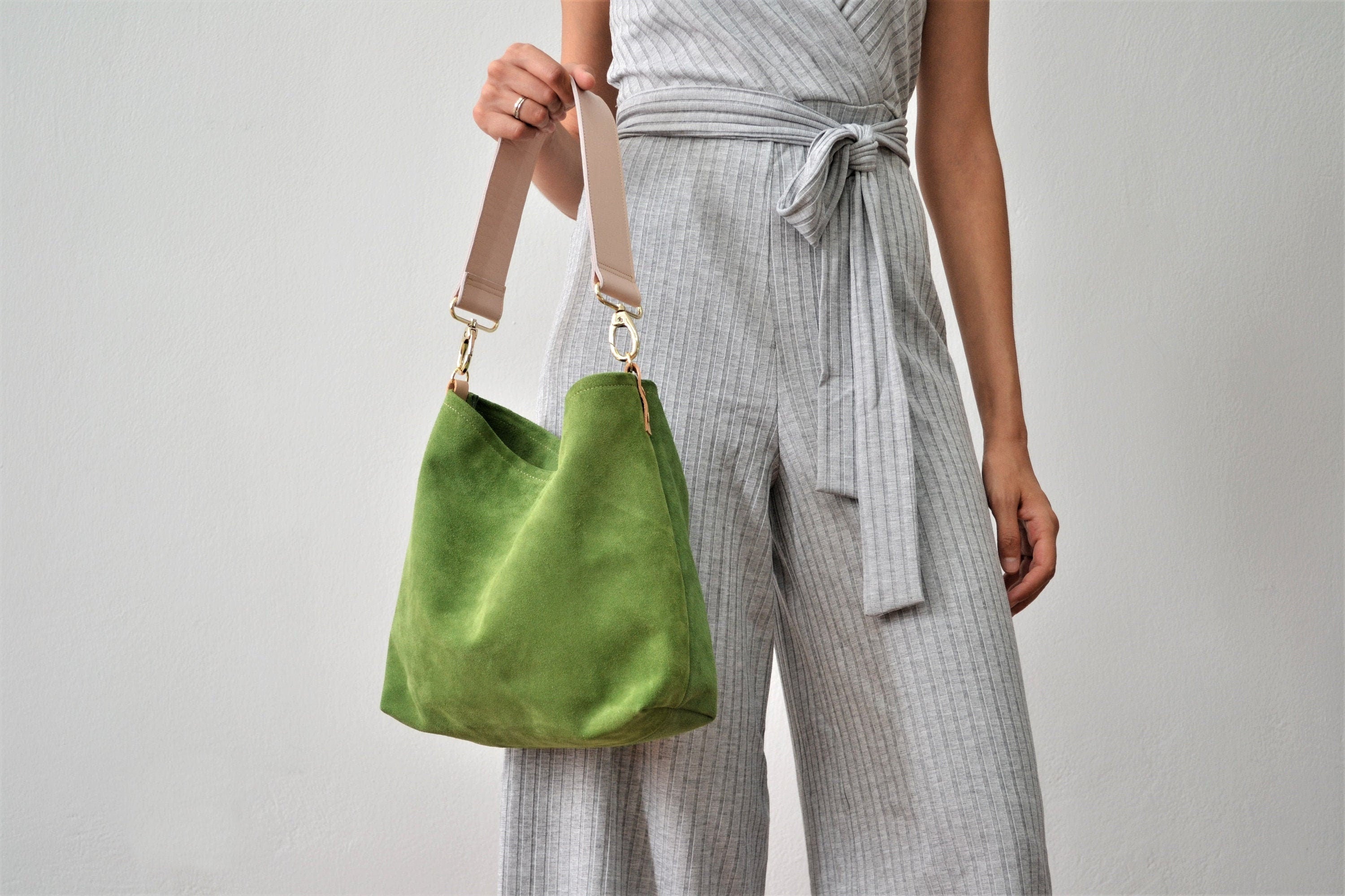 Sac hobo en cuir  vert wasabi