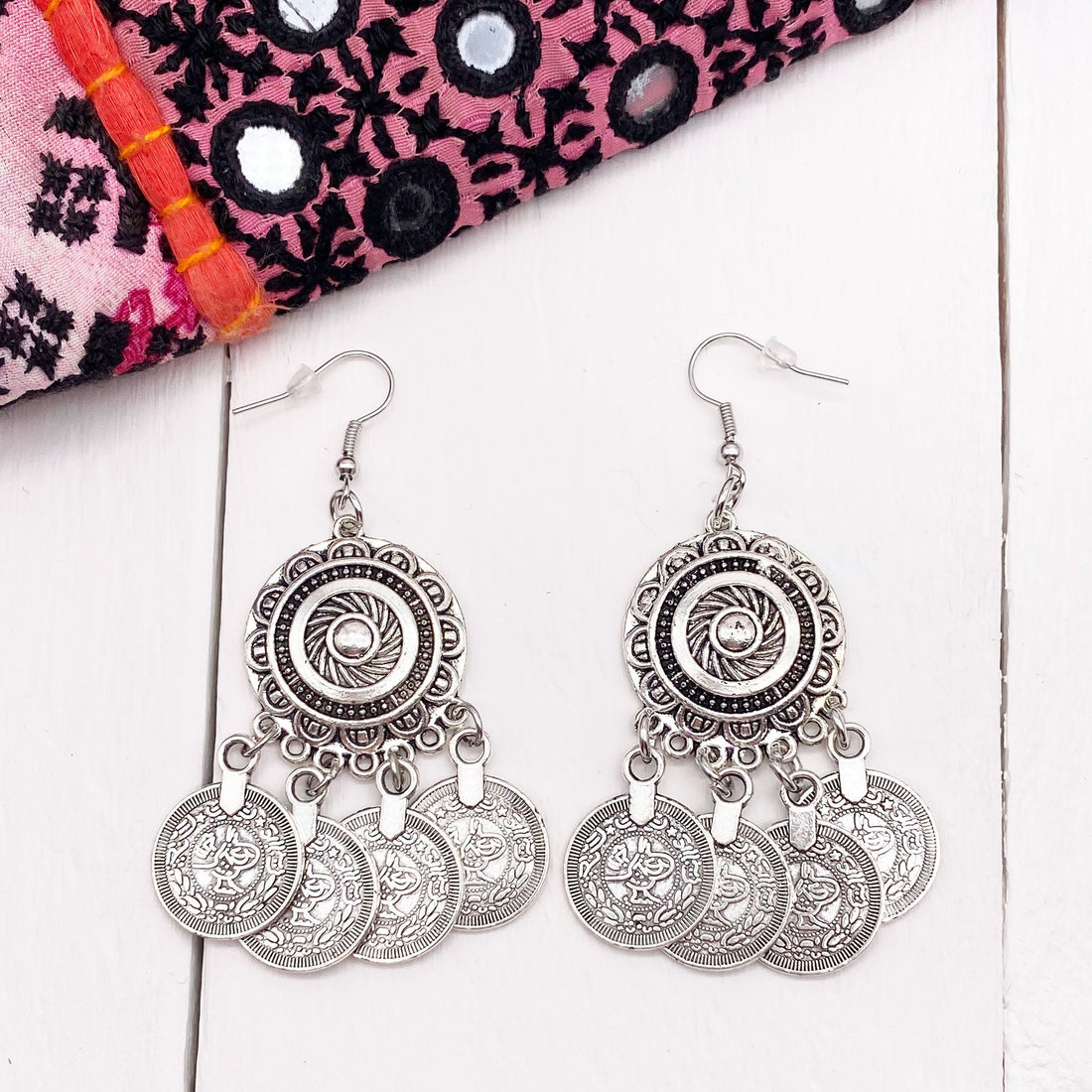 Boucles d'oreilles bohème gypsy pièces de monnaie / Bijoux ethnique boho