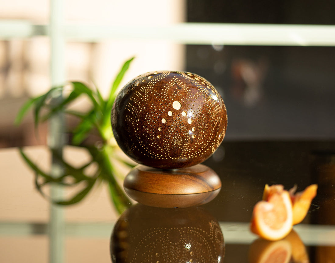 MINIMAL No.1 - Lampe de table, Veilleuse, Lampe gourde, Abat-jour marocain turc, lampe de bureau, Lampe turque, lampe champignon, Lampe de chevet marron