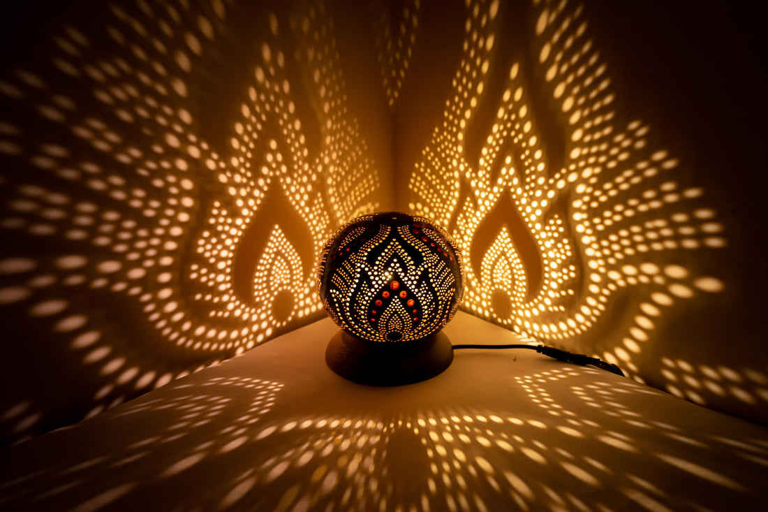 MINIMAL No.1 - Lampe de table, Veilleuse, Lampe gourde, Abat-jour marocain turc, lampe de bureau, Lampe turque, lampe champignon, Lampe de chevet marron