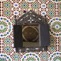 Miroir marocain, Miroir incrusté d’os, Miroir décoratif, Miroir arqué, Décor en os, Art mural arabe