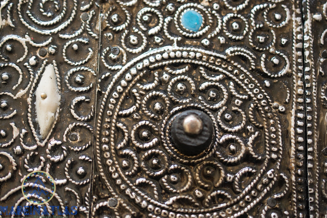 Miroir marocain, Miroir incrusté d’os, Miroir décoratif, Miroir arqué, Décor en os, Art mural arabe