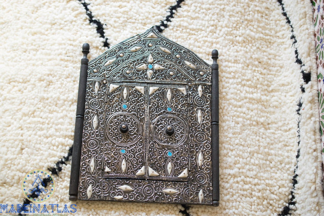 Miroir marocain, Miroir incrusté d’os, Miroir décoratif, Miroir arqué, Décor en os, Art mural arabe