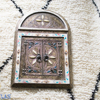 grand miroir mural, miroir marocain, art mural arabe, miroir incrusté d’os, miroir mosaïque, miroir Art déco, miroir voûté